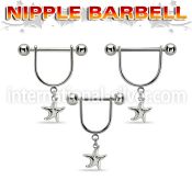 snpod25 steel nipple stirrup 14g w dangling plain starfish