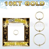 solid 10k gold endless nose hoop w ball