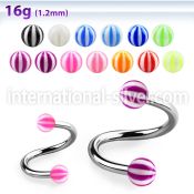 spebe spirals twisters surgical steel 316l with acrylic parts eyebrow