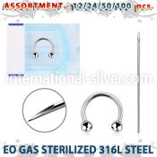 sset02 professional piercing kit steel circular barbells needle