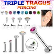 tlbirc steel internally threaded tragus labret jewel flat head