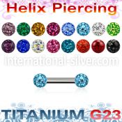 ubber23 titanium barbell 3mm multi gem balls