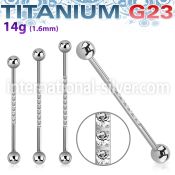 ubbindz titanium industrial barbell 14g two balls cz on