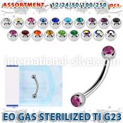ublk486 eo gas sterilized piercing titanium g23 eyebrow banana 3mm