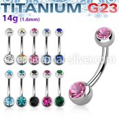ubn2c titanium curved barbell press fit gem balls