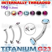 ubnin11 titanium curved barbell 16g flat back gems internal