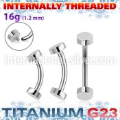 ubnin2 titanium curved barbell flat round tops internal