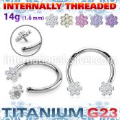 ucbih58 titanium horseshoe 14g flower top cz internal