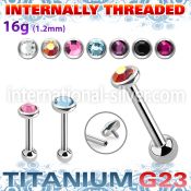 uhein11 titanium barbell internal threading 3 5 color crystal