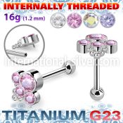uhein17 titanium barbell bohemian top cz ball internal