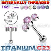 uhein9 titanium barbell internal threading 3 color cz