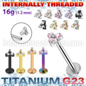 ulbin13s titanium labret stud 16g triangle color cz internal