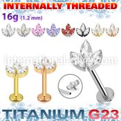 ulbin30 titanium labret stud leaf top marquise cz internal