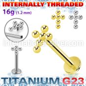 ulbin50 titanium labret stud 16g cross bead balls internal