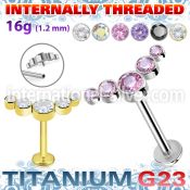 ulbin8 titanium labret internal threading 5 color cz
