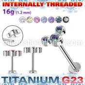 ulbin9 titanium labret internal threading 3 color cz