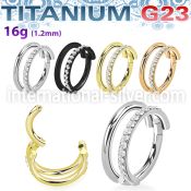 usgsh35 titanium hinged segment hoop 16g double rings cnc cz