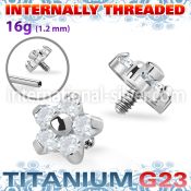 ushz15in titanium flower top cz prong setting