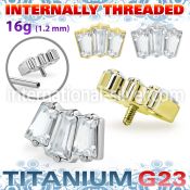 ushz26in titanium top three baguette cz prong setting