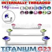 usudjfi titanium surface barbell flat gems internal