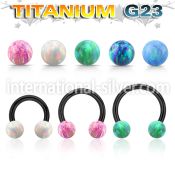 utcbop5 anodized titanium g23 circular barbell 5mm opal balls