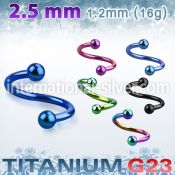 utspeb25 spirals twisters anodized titanium g23 implant grade eyebrow