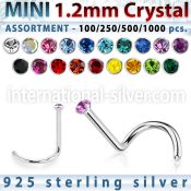 wholesale silver nose screw bulk w 1.2mm crystal top