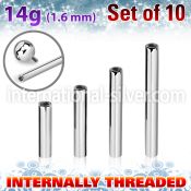 xbb14gin steel barbell bars 14g internal 10pcs