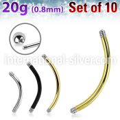 xbn20g set w 316l steel eyebrow banana posts w 0.8mm threading