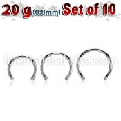 xcb20g set w 316l steel circular barbell post w 0.8mm threading