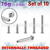 xtrufo16 steel ufo tragus labret posts w internal threading 1.2mm