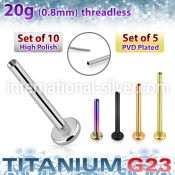 xulbnos20g titanium threadless labret stud bar 20g 10pcs