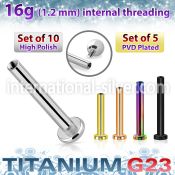 xulbs16gin astm f 136 titanium labret 16g 10pcs internal