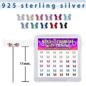 yxbutm36 silver bend it to fit nose studs butterfly color 36
