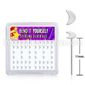 yxvmo silver bend it to fit nose studs 22g flat moon top 52