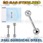 zbb18b3 sterilized steel 18g eyebrow barbell two 3mm balls