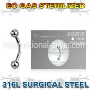 zbn18b3 sterilized steel 18g eyebrow curved two 3mm balls
