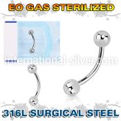 zbn18b3 sterilized steel 18g eyebrow curved two 3mm balls