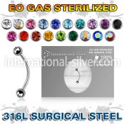 zbne2c eo gas sterilized piercing surgical steel eyebrow banana 3mm balls