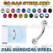 zbne2c eo gas sterilized piercing surgical steel eyebrow banana 3mm balls