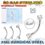 zbne2czin sterilized steel curved barbell 16g cz internal