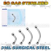 zbneb25 sterilized steel curved barbell 16g two balls