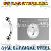 zbneb2 sterilized steel curved barbell 18g two 2mm balls
