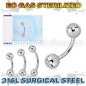 zbneb4 sterilized steel curved barbell 16g two 4mm balls