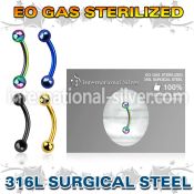 zbnetb sterilized pvd plating steel curved barbell two balls