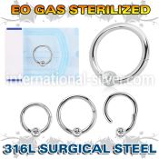 zhbcrc16 sterilized steel hinged captive bead ring 16g gem