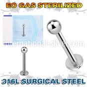 zlbb3g surgical steel labret eo gas sterilized 3mm ball