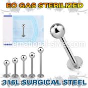 zlbb4s surgical steel labret eo gas sterilized 4mm ball