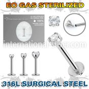 zlbczin sterilized steel labret stud 16g cz internal