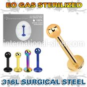 zlbtb3 sterilized pvd plating steel labret stud 3mm ball